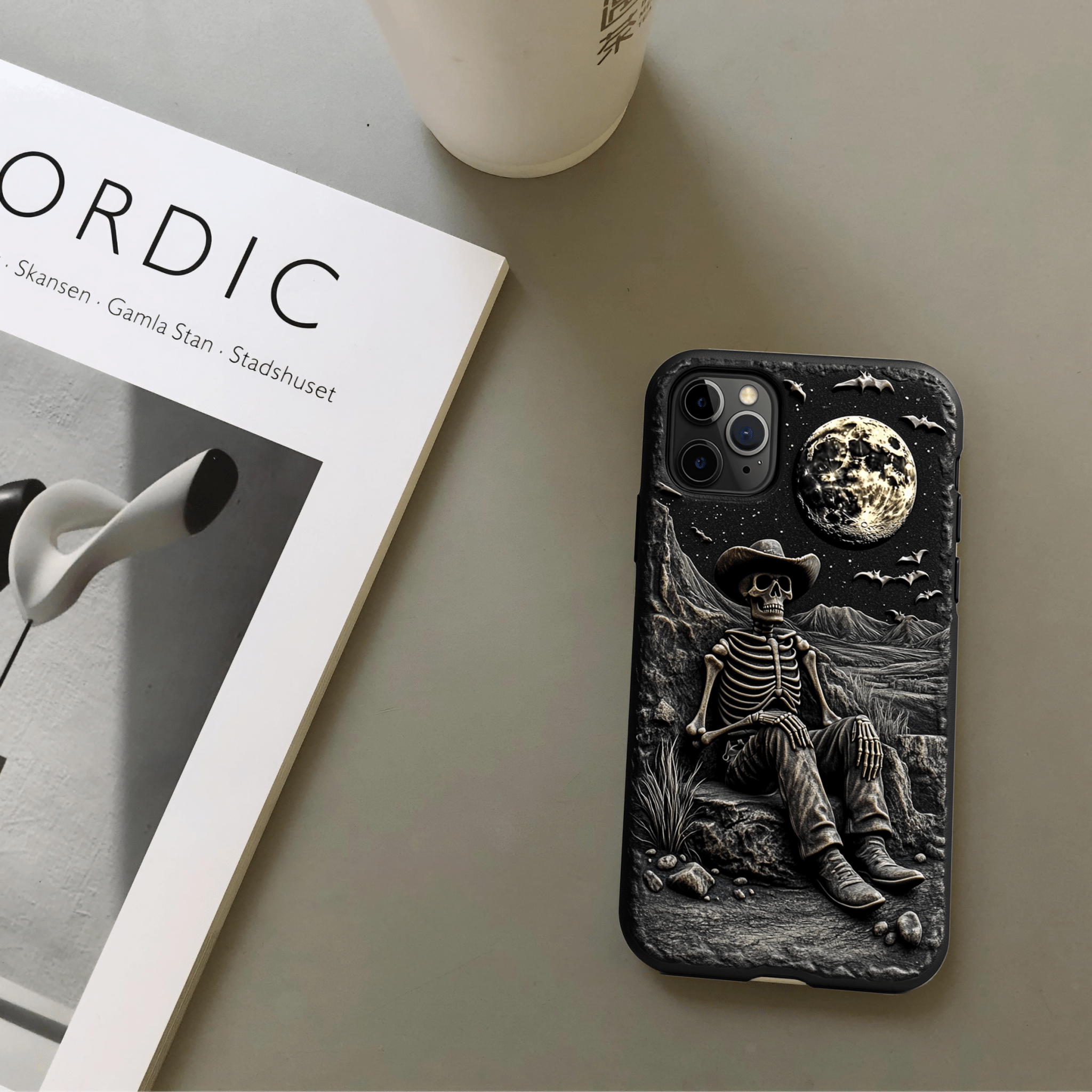 Halloween skull cowboy phone case phone case, multiple styles available, iPhone, Pixel, Samsung