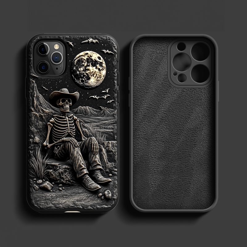 Halloween skull cowboy phone case phone case, multiple styles available, iPhone, Pixel, Samsung