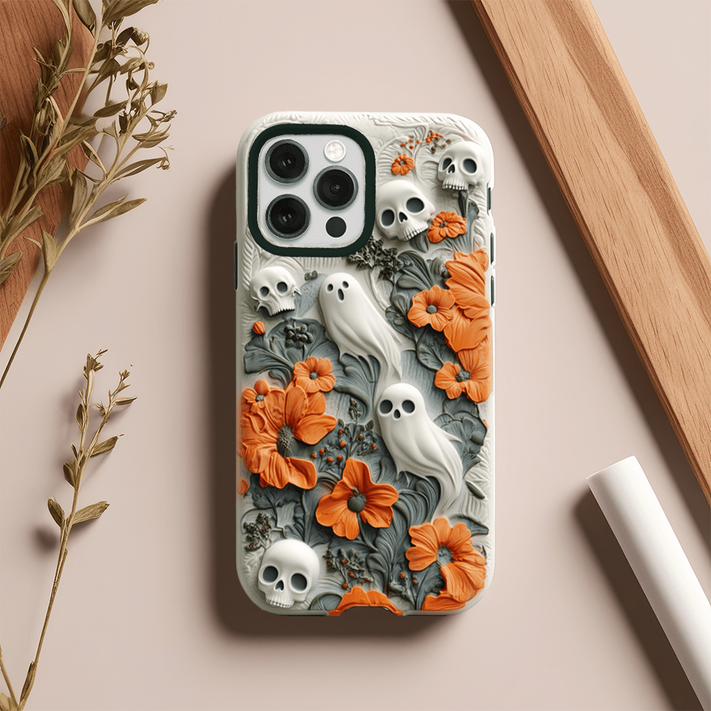 Halloween-themed phone cases in a variety of styles for iPhone, Pixel, and Samsung