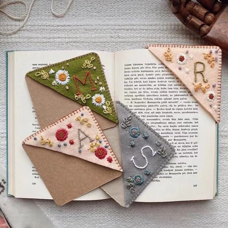 Hand embroidered bookmark, personalized with initials