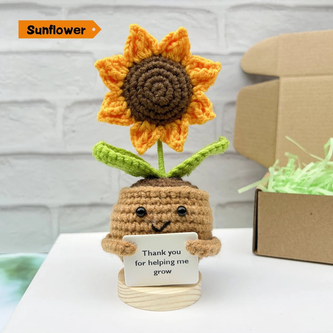 Handmade Crochet Sunflower/Heart Flower/Daisy - Emotional Support Plant - Thank You for Helping Me Grow