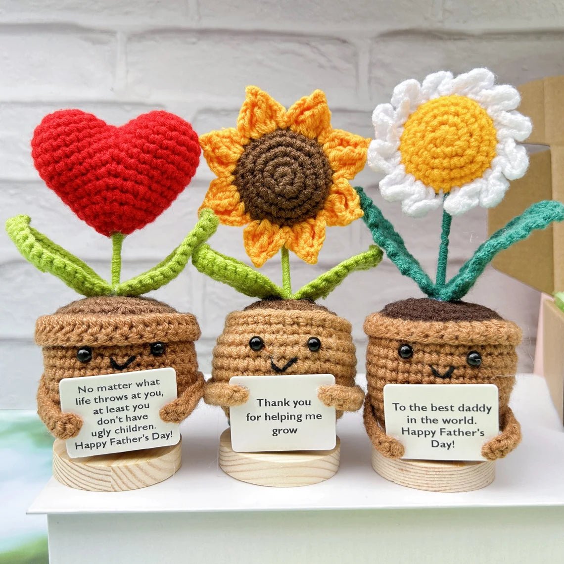 Handmade Crochet Sunflower/Heart Flower/Daisy - Emotional Support Plant - Thank You for Helping Me Grow