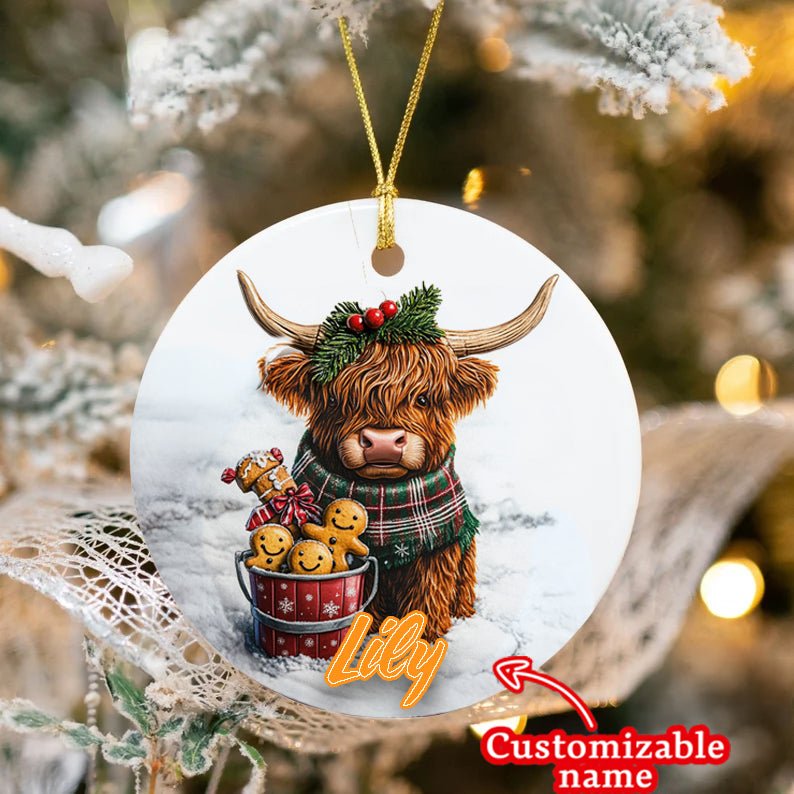 Highland Cattle personalized name custom ornaments, 2024 family ornaments, Christmas gifts, family souvenirs.