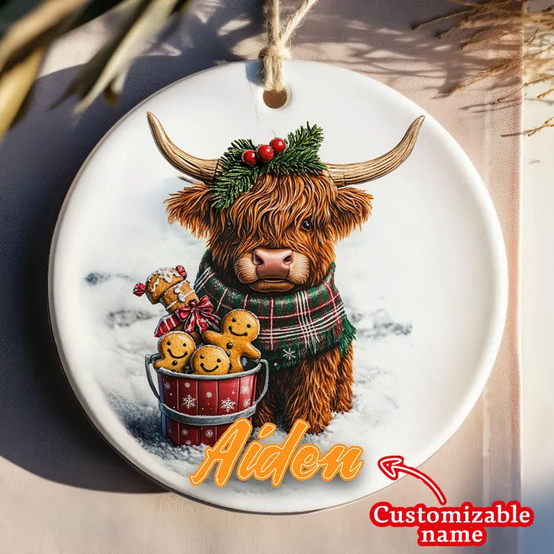 Highland Cattle personalized name custom ornaments, 2024 family ornaments, Christmas gifts, family souvenirs.