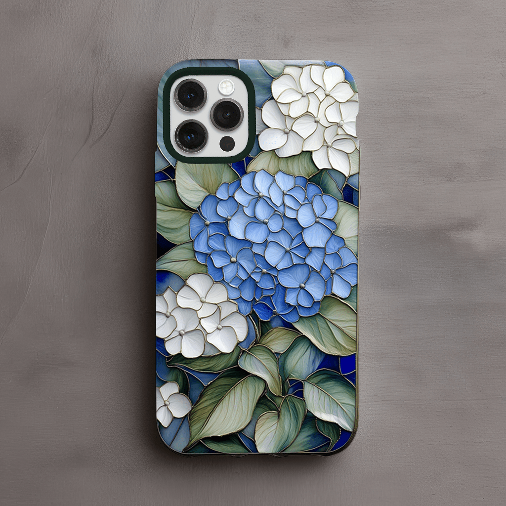 Hydrangea Glass Phone Cases, Available in Multiple Styles, iPhone, Pixel, Samsung