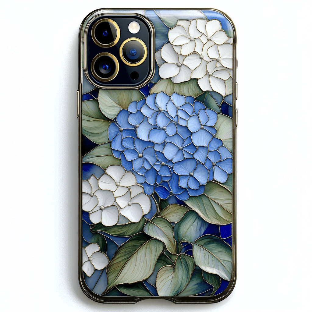 Hydrangea Glass Phone Cases, Available in Multiple Styles, iPhone, Pixel, Samsung