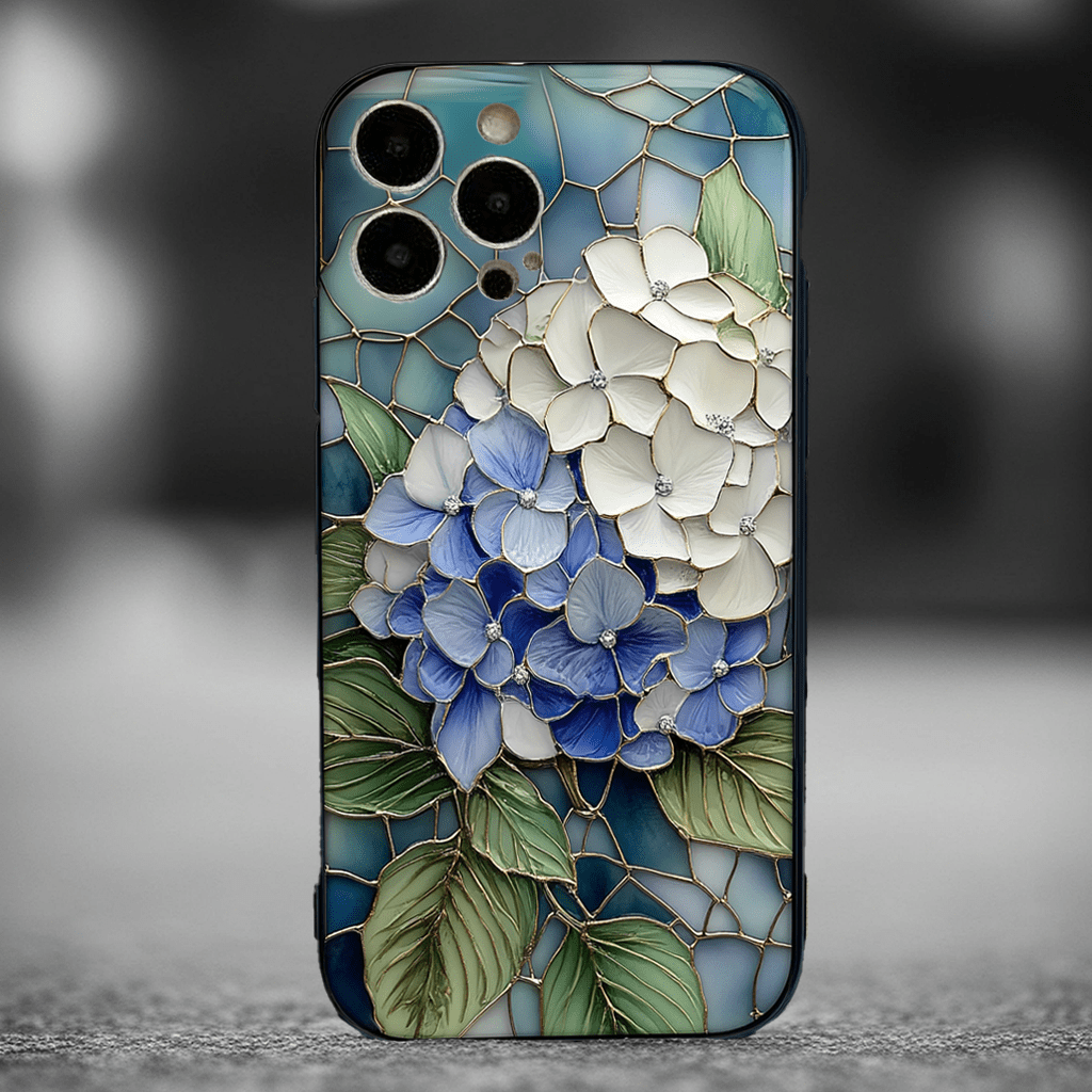 Hydrangea Glass Phone Cases, Available in Multiple Styles, iPhone, Pixel, Samsung