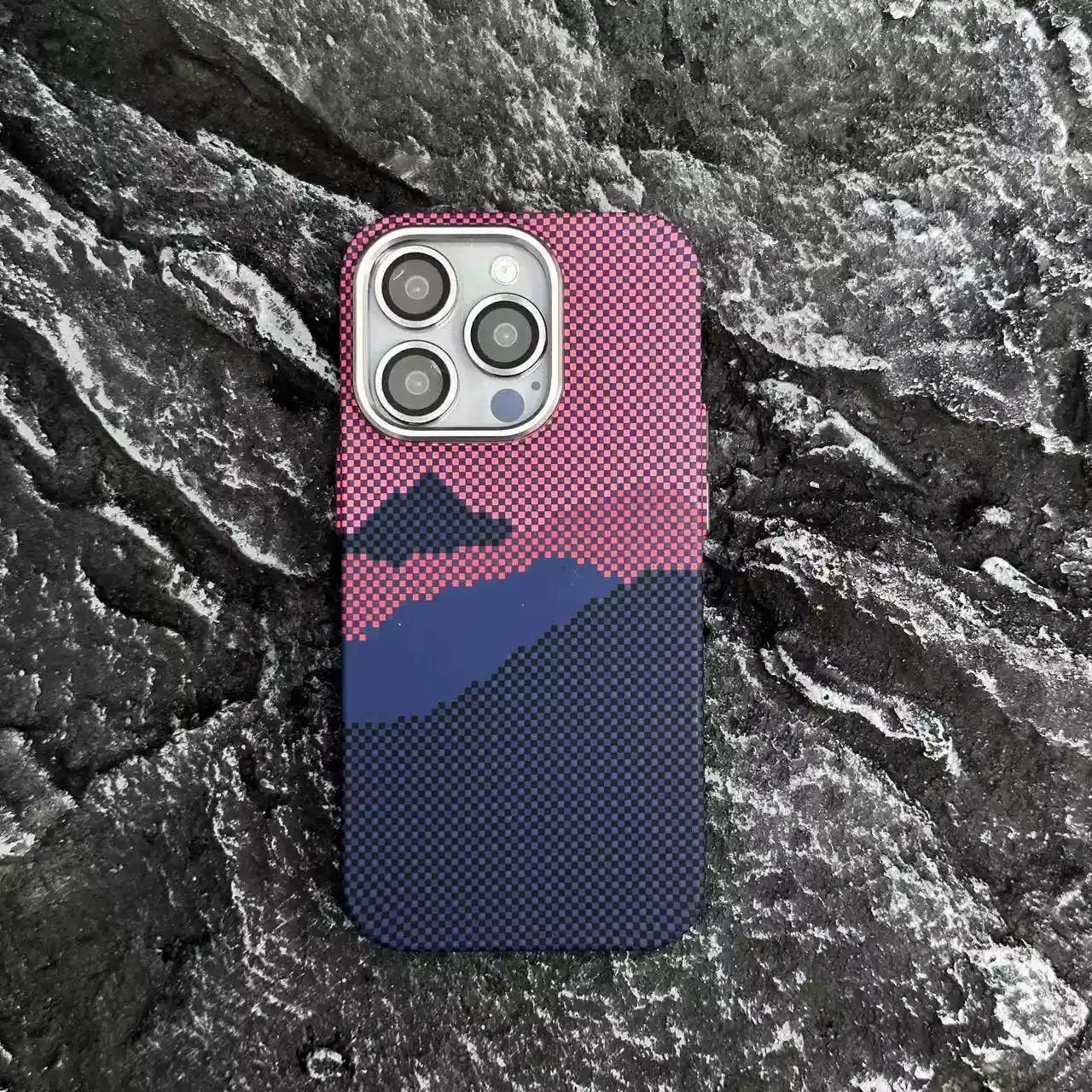 Kevlar phone case, landscape phone case, frosted carbon fiber anti-fingerprint, Iphone