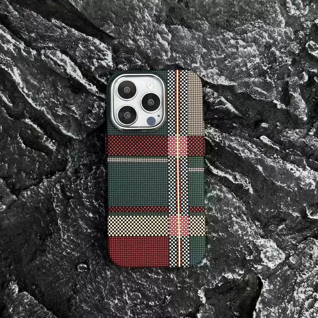 Kevlar phone case, plaid phone case, frosted carbon fiber anti-fingerprint, Iphone