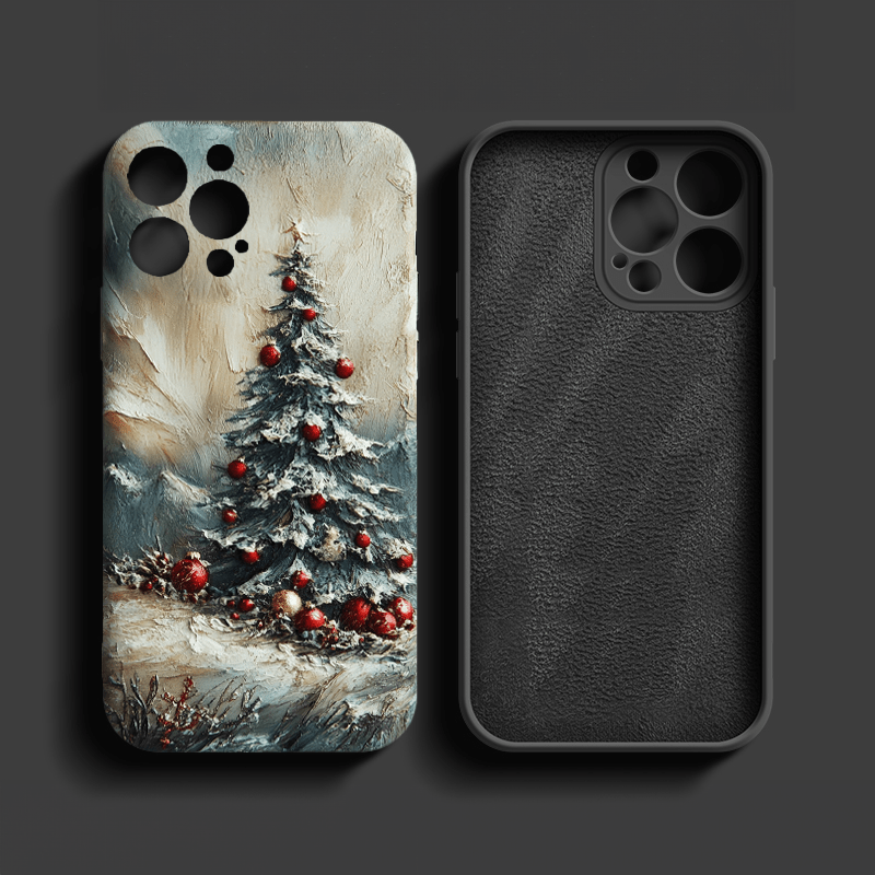 Oil painting style Christmas tree phone case, multiple options, iPhone, Pixel, Samsung