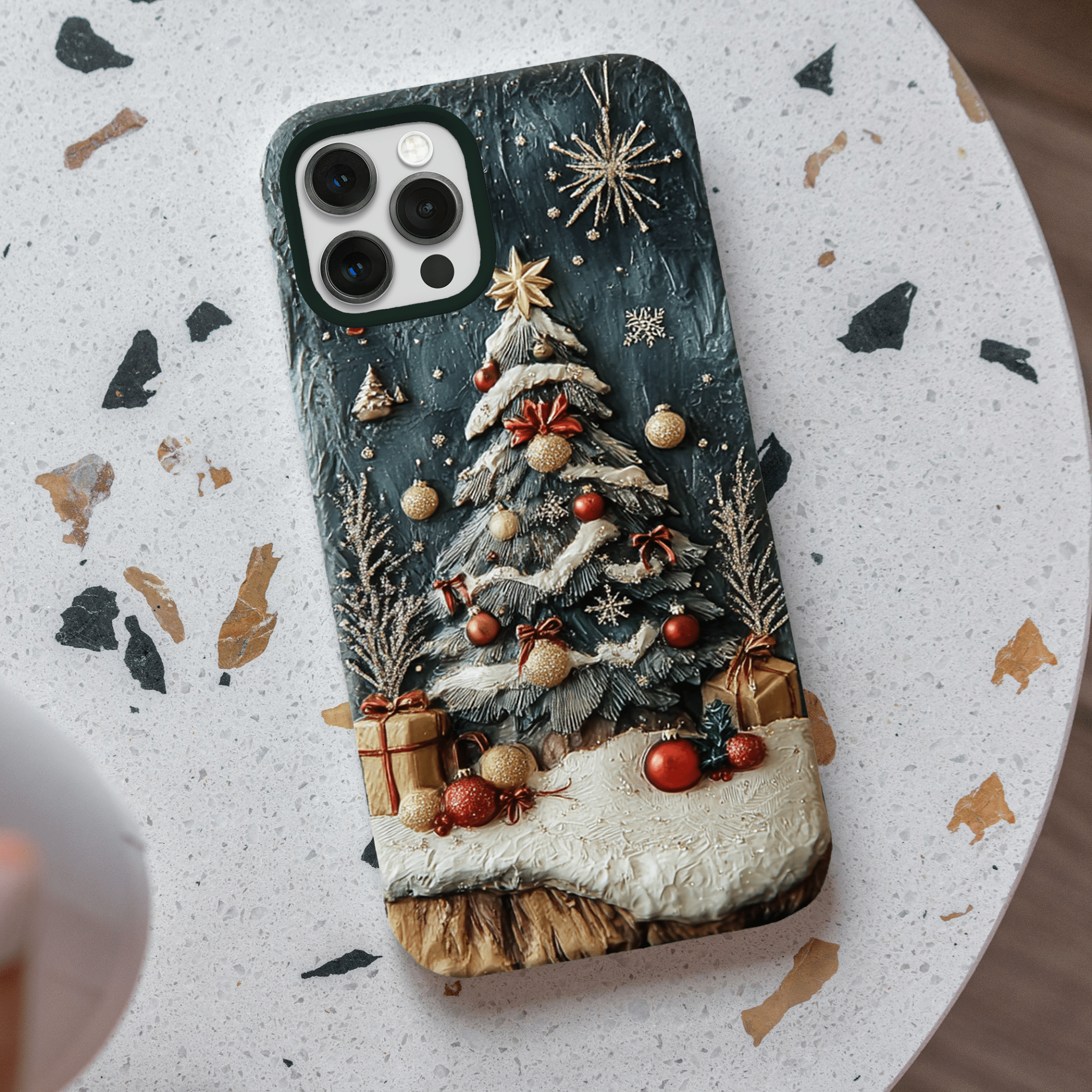 Oil painting style Christmas tree phone case, multiple options, iPhone, Pixel, Samsung