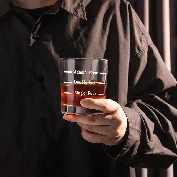 Personalized 10oz Pour Line Whiskey Glass with Engraved Name - A Special Gift for Yourself or Others