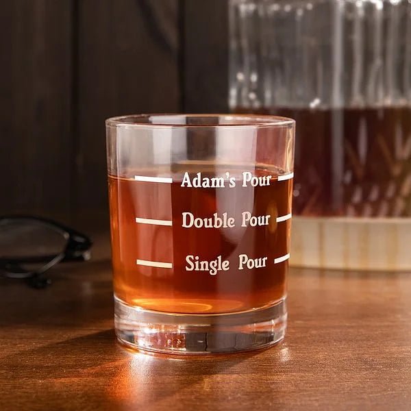 Personalized 10oz Pour Line Whiskey Glass with Engraved Name - A Special Gift for Yourself or Others