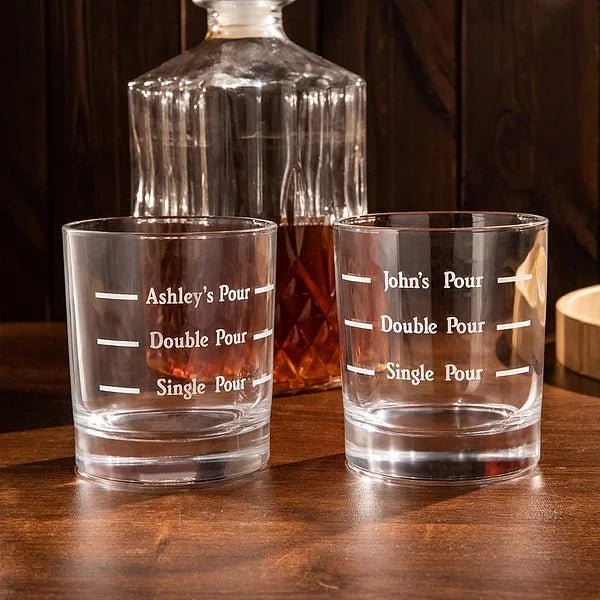 Personalized 10oz Pour Line Whiskey Glass with Engraved Name - A Special Gift for Yourself or Others