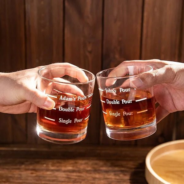 Personalized 10oz Pour Line Whiskey Glass with Engraved Name - A Special Gift for Yourself or Others