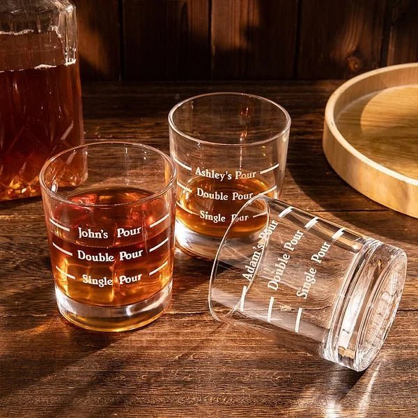 Personalized 10oz Pour Line Whiskey Glass with Engraved Name - A Special Gift for Yourself or Others