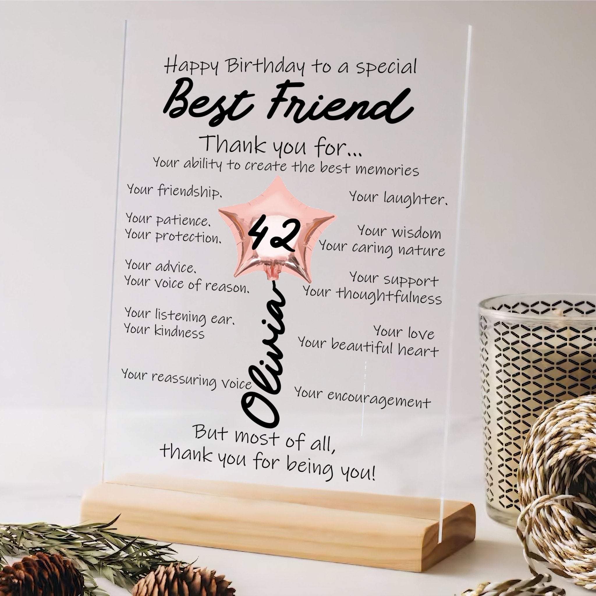 Personalized Age Birthday Plaque - Name Custom Balloon Plaque - Plaque for Sister, Aunt, Best Friend - Birthday Plaque for Her