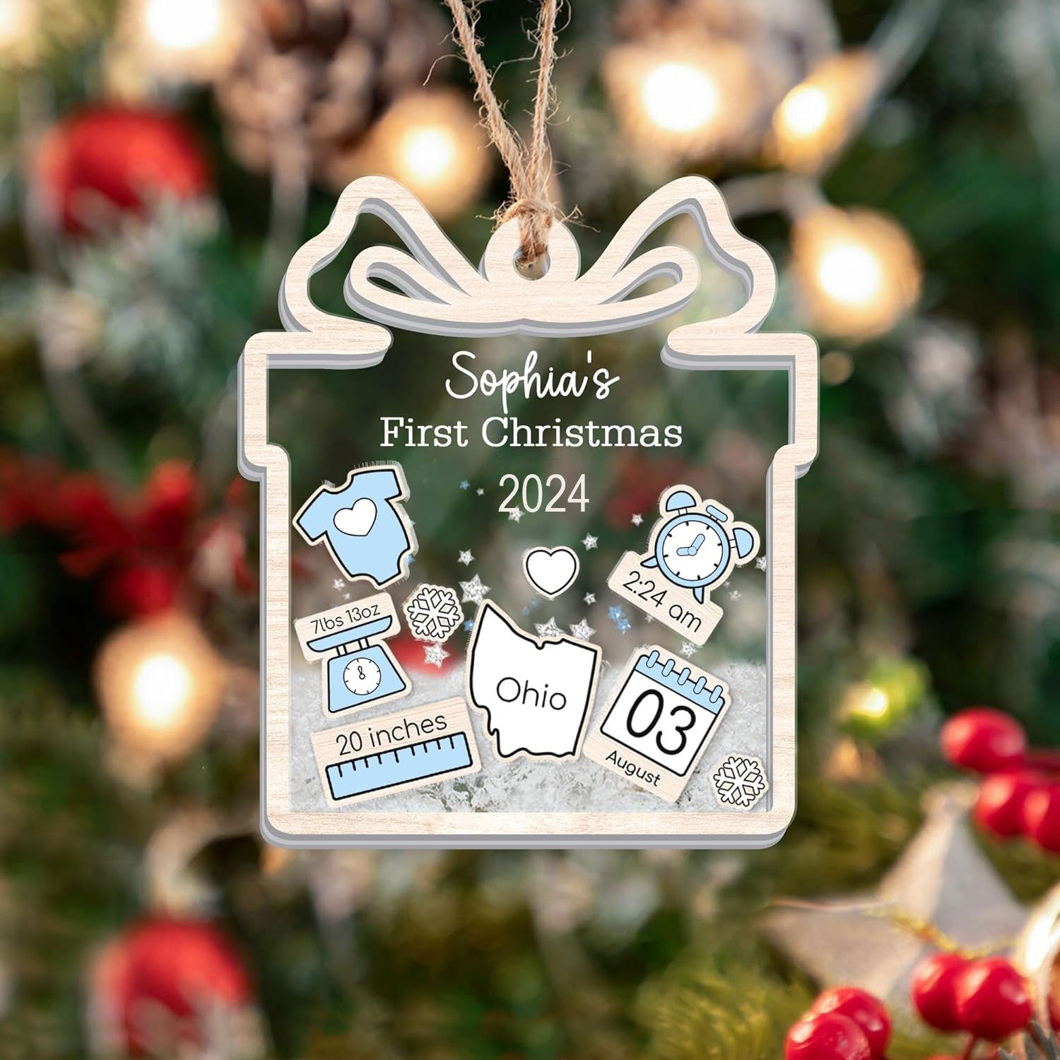 Personalized Baby's First Christmas Milk Bottle Ornament 2024