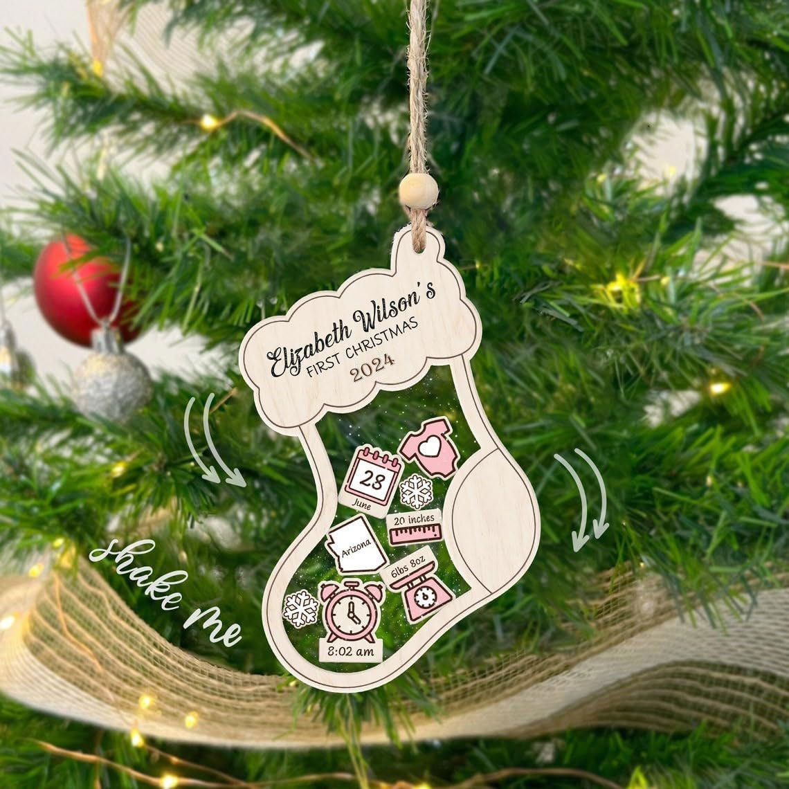 Personalized Baby's First Christmas Milk Bottle Ornament 2024