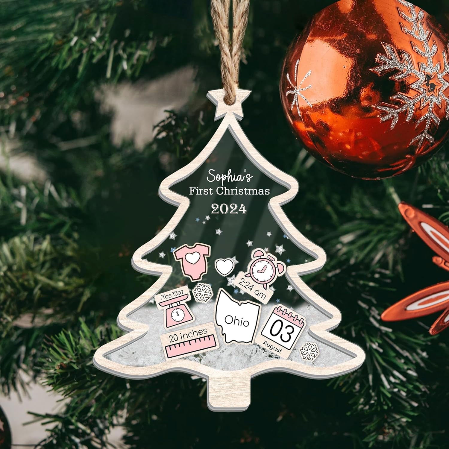 Personalized Baby's First Christmas Milk Bottle Ornament 2024