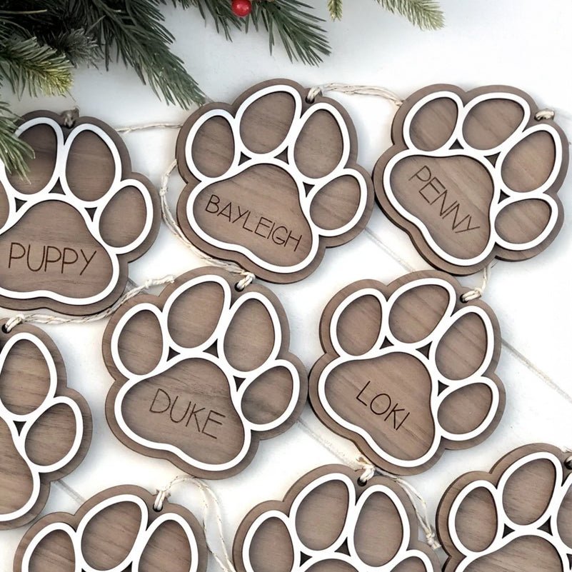 Personalized Dog Paw Ornament ,Custom Pet Christmas Ornament ,Dog  Paw