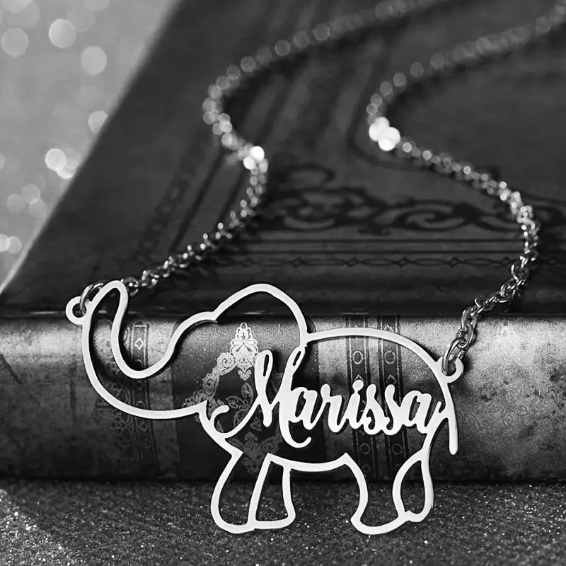 Personalized elephant custom necklace, Mother's Day Valentine's Day Birthday Anniversary gift