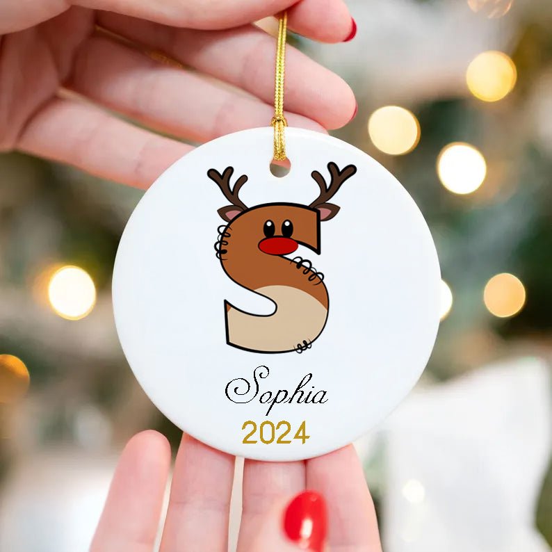 Personalized Letter Name Ornaments, Custom Initial Ornament, 2024 Family Ornament, Christmas Gift, Family Keepsake, Monogram Ornament, Deer