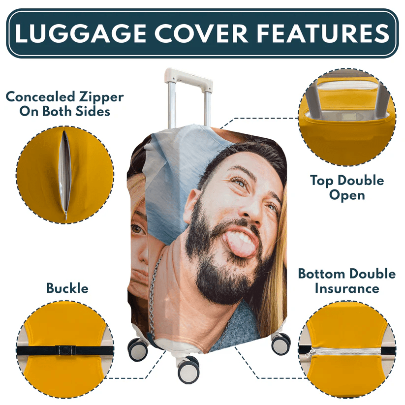 Personalized photo luggage covers add fun to your travels