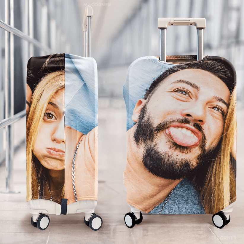 Personalized photo luggage covers add fun to your travels