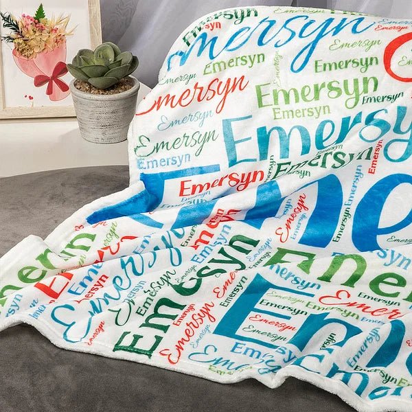 🛋️ Personalized Soft Flannel Name Family Blanket - Word Cloud Art Design Blanket 🖼️✨