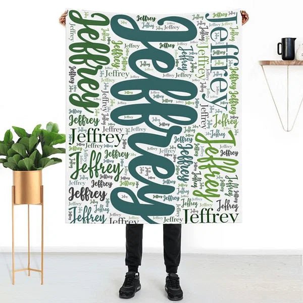 🛋️ Personalized Soft Flannel Name Family Blanket - Word Cloud Art Design Blanket 🖼️✨