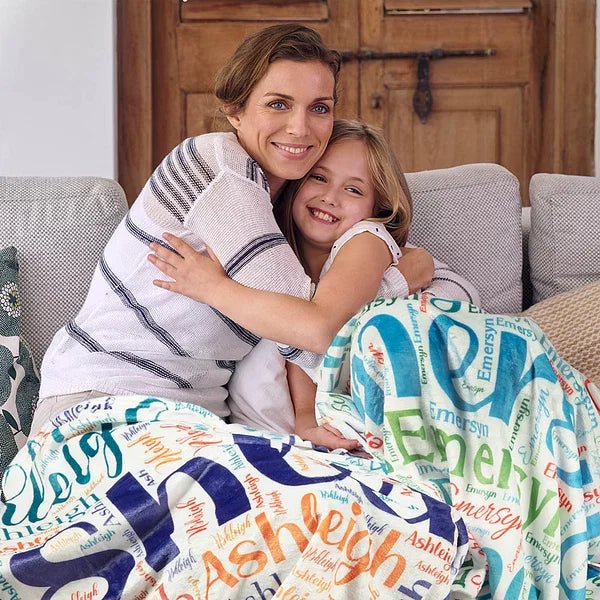 🛋️ Personalized Soft Flannel Name Family Blanket - Word Cloud Art Design Blanket 🖼️✨