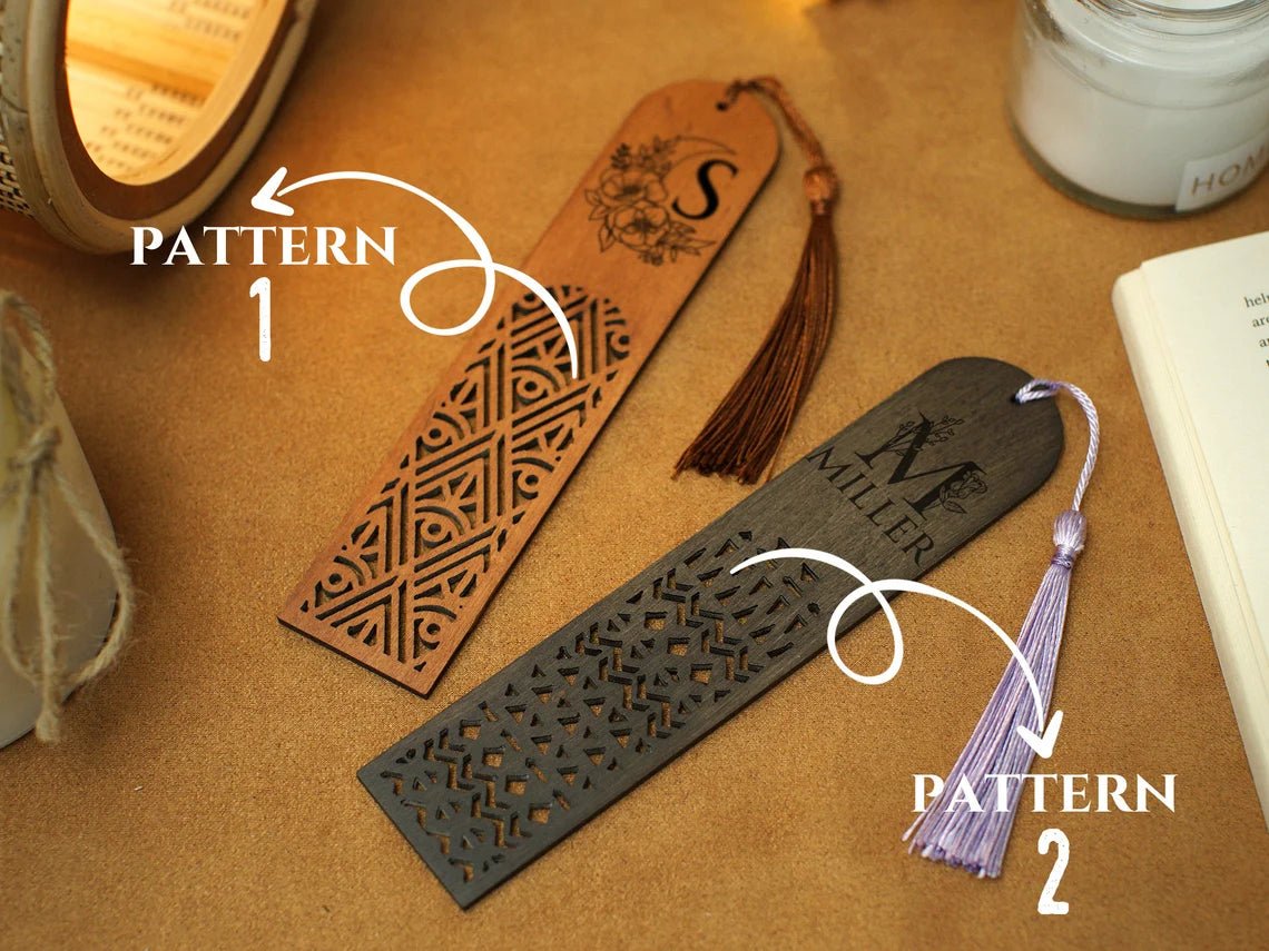 Personalized Wooden Bookmark, Unique Pattern Bookmark Engraved,  Gift for Reader, Gift for Her