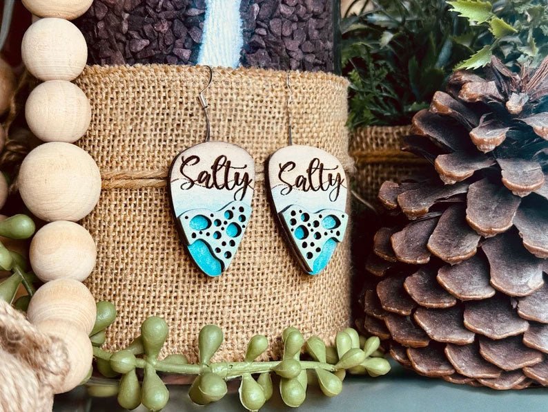 Personalized Wooden Summer Earrings - Laser Engraved for a Unique Cool Style! 🌊