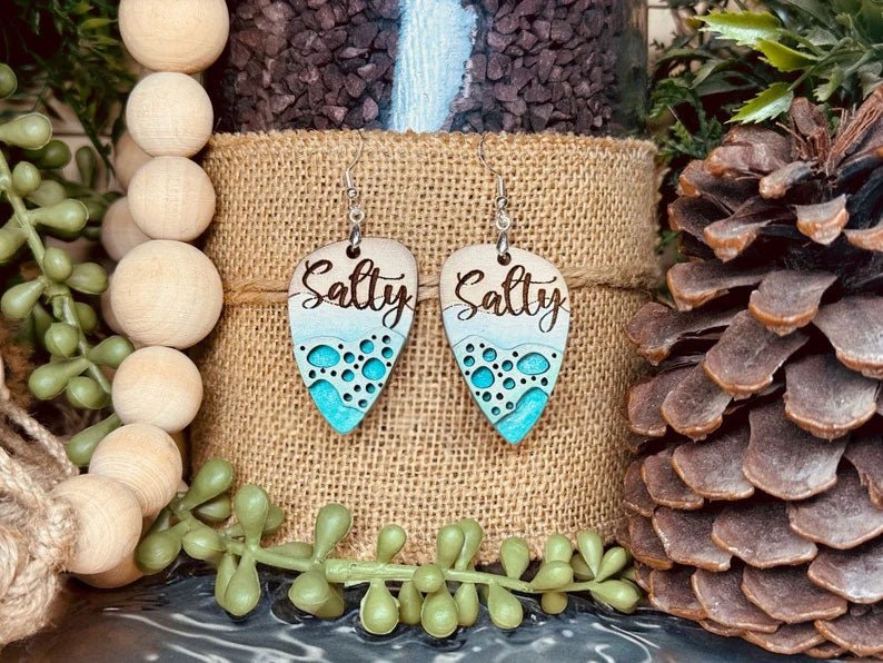 Personalized Wooden Summer Earrings - Laser Engraved for a Unique Cool Style! 🌊