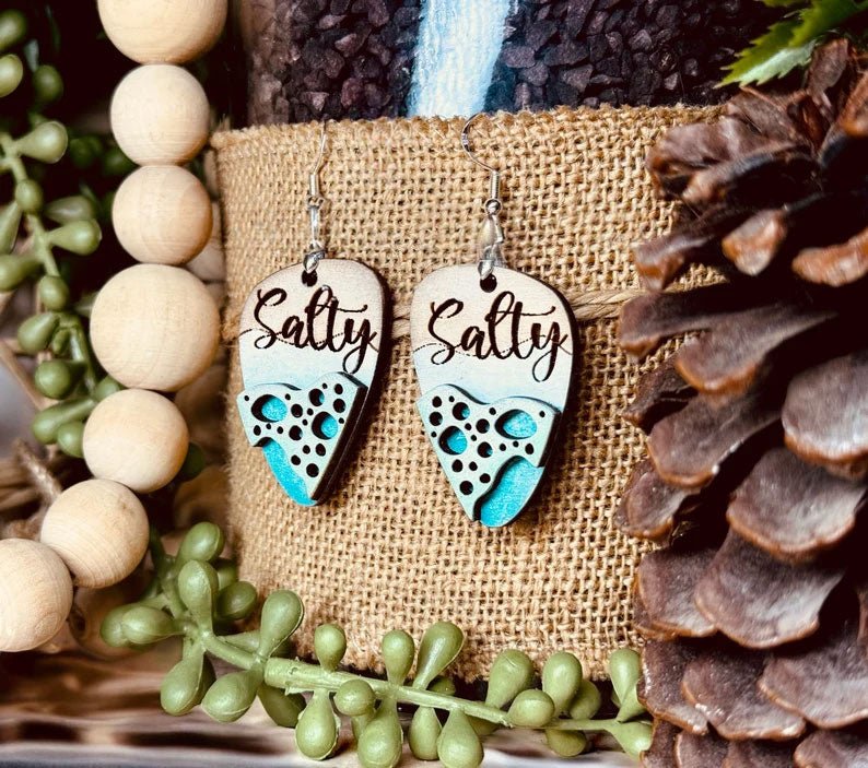 Personalized Wooden Summer Earrings - Laser Engraved for a Unique Cool Style! 🌊