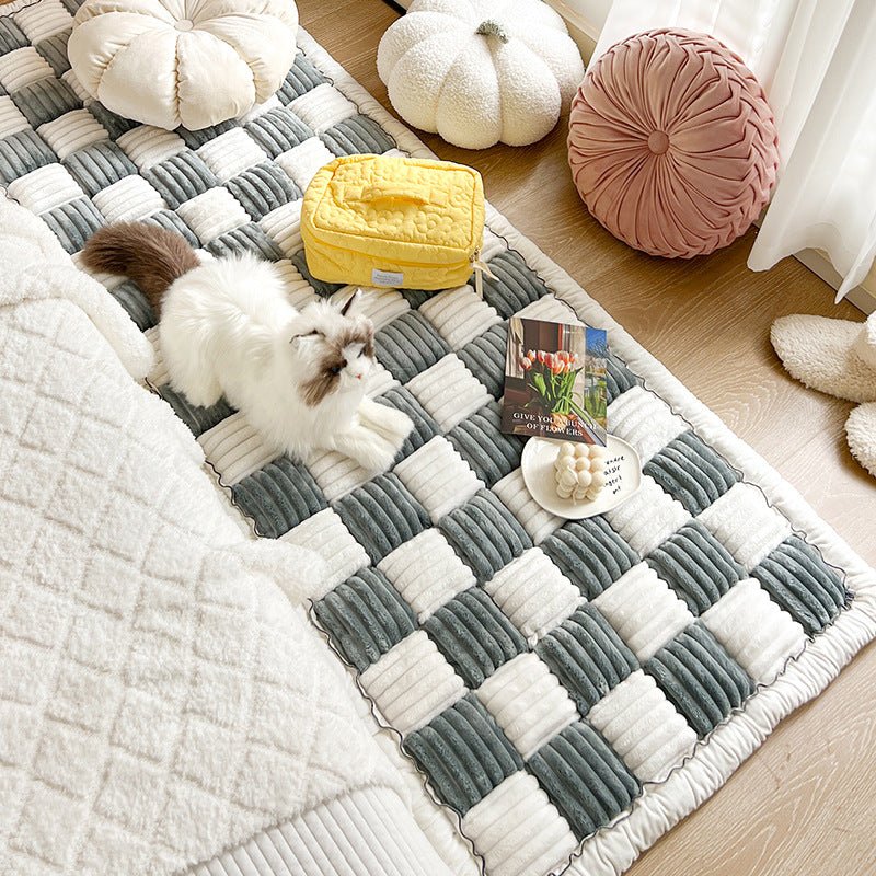 Pet autumn and winter plush rectangular bun mat bedroom tatami carpet