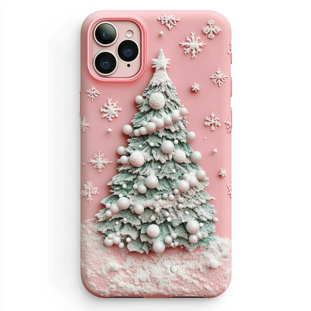 Pink Christmas  Phone Cases, Available in Multiple Styles, iPhone, Pixel, Samsung