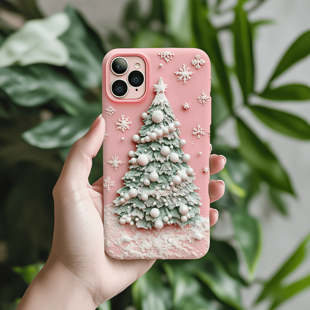 Pink Christmas  Phone Cases, Available in Multiple Styles, iPhone, Pixel, Samsung