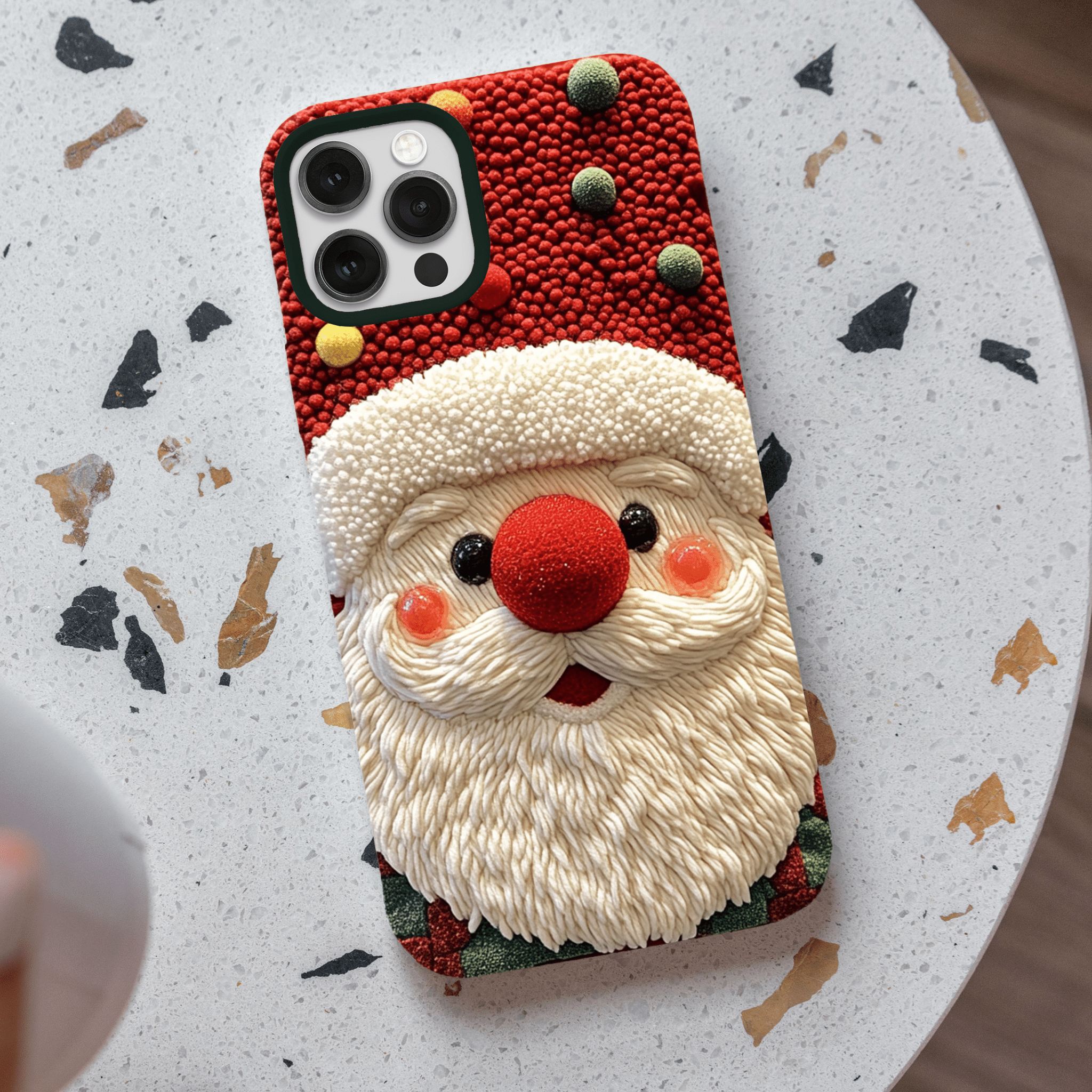 Plush Santa Claus phone case, multiple options, iPhone, Pixel, Samsung