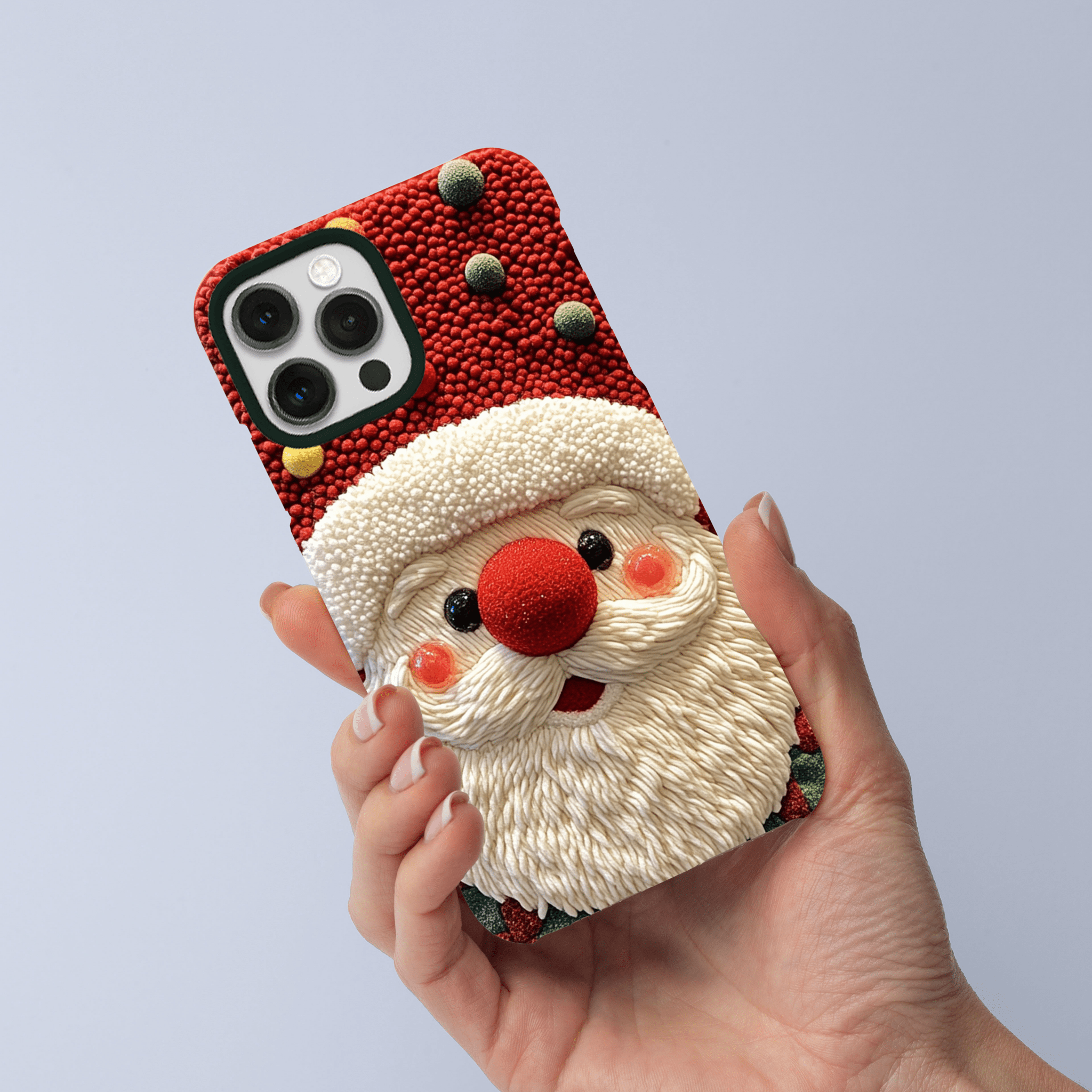 Plush Santa Claus phone case, multiple options, iPhone, Pixel, Samsung