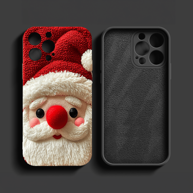 Plush Santa Claus phone case, multiple options, iPhone, Pixel, Samsung