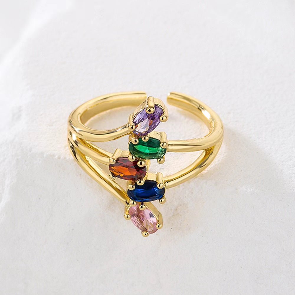 Retro luxury, geometric flowers, 3A grade selected gemstones, art rings