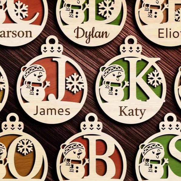 Snowman Christmas Personalized Name Decoration, Christmas Decorations