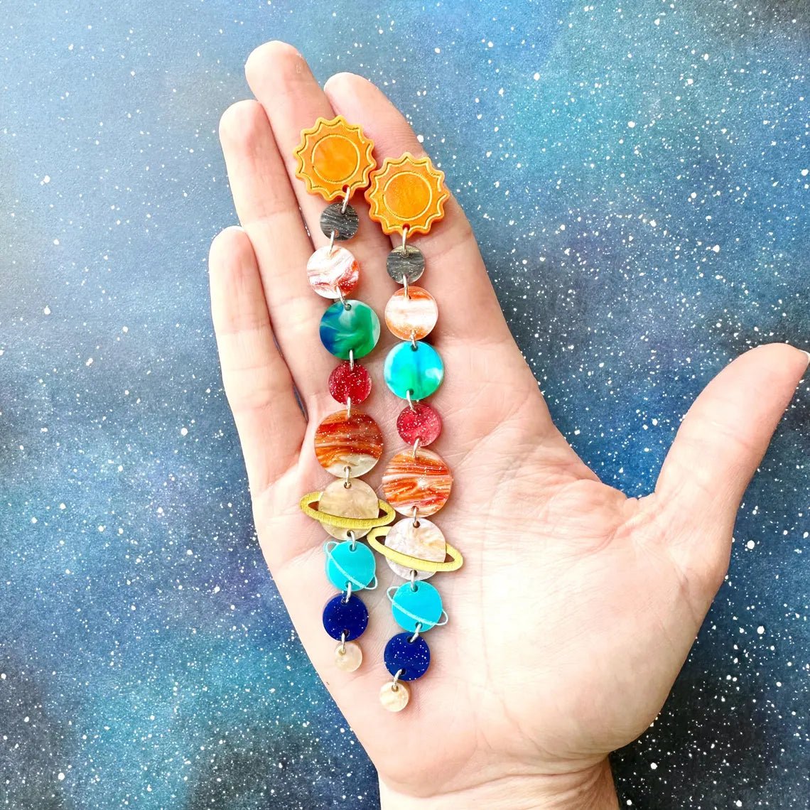 Solar System Earrings, Outer Space Acrylic Earrings