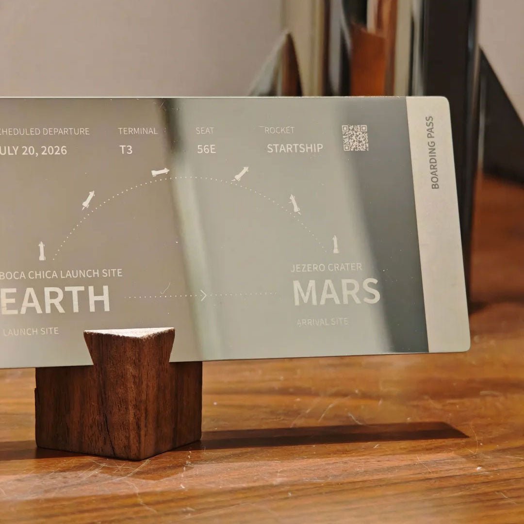 Stainless steel starship Mars boarding pass, with unique boarding serial number, personalized stainless steel ornaments