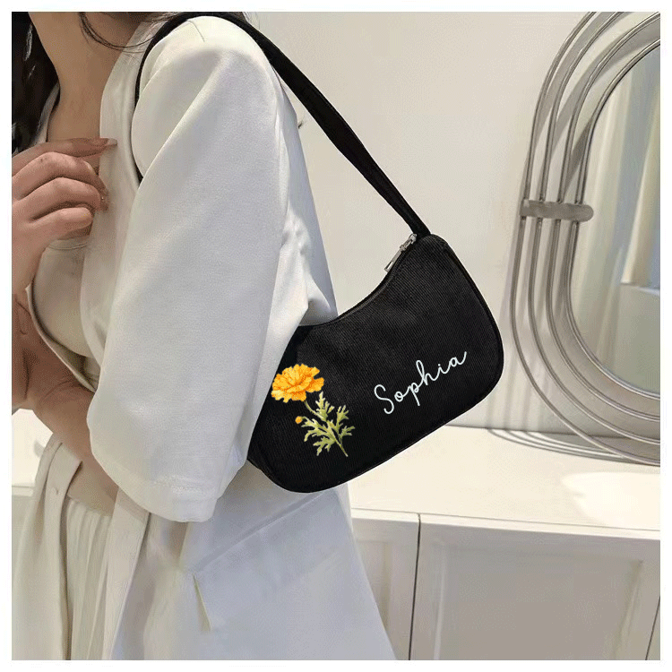 Stylish Crossbody Bag with Personalized Floral and Name Design, Showcase Your Unique Charm