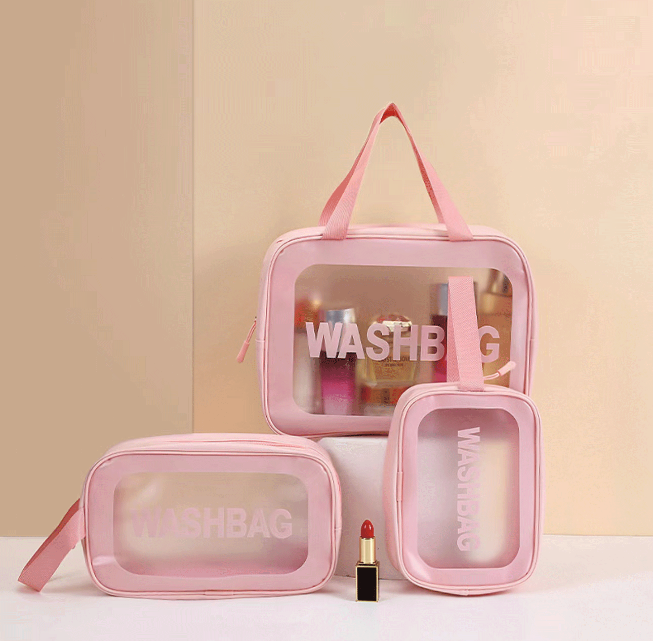 ✨ Stylish Transparent Makeup Bags - Choose from Pink, White, or Black! 💄👜