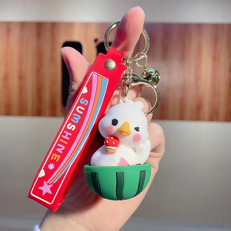 🌞 Summer Essential - Cute Sunshine Duck Bag Charms and Keychains, Full of Fun! ✨