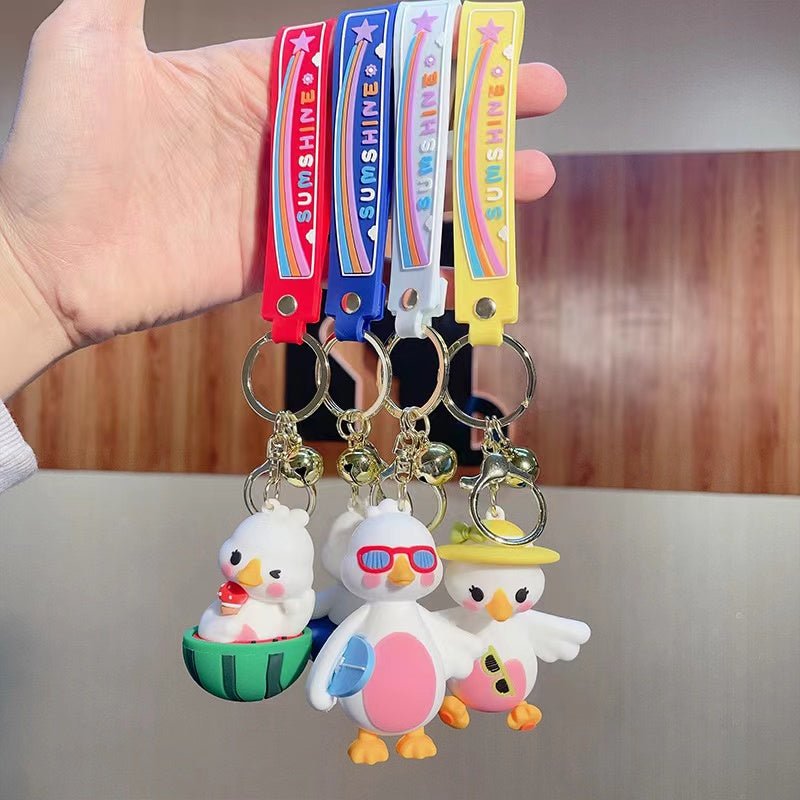 🌞 Summer Essential - Cute Sunshine Duck Bag Charms and Keychains, Full of Fun! ✨